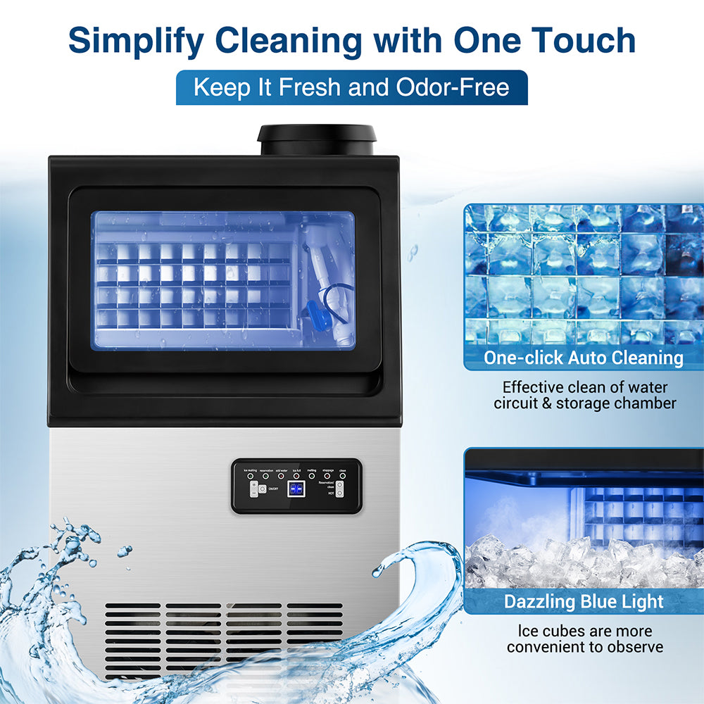 14 in. 88 lbs.Stainless Steel Freestanding Commercial Ice Maker - Tylza