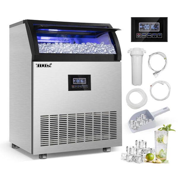TITTLA Commercial Ice Maker,265Lbs/24H with 55lbs Ice Storage Capacity, Built-In Ice Machine, Ice Maker for Home Office Bar Restaurant - Tylza