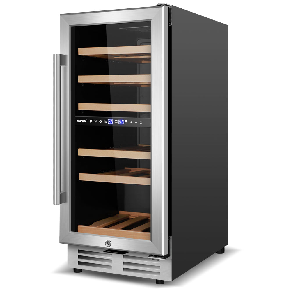 15" Dual Zone 30-Bottle Wine Cooler Silver - Tylza