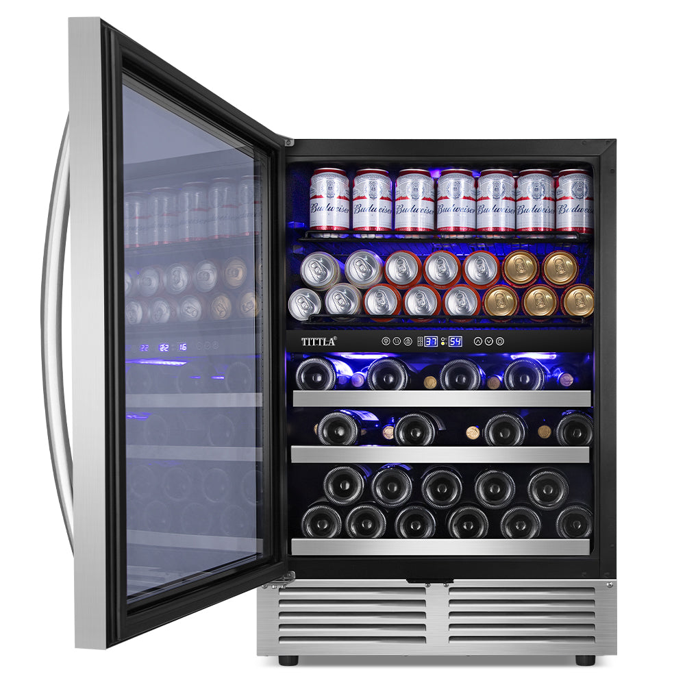 24" Dual Zone 27-Bottle & 94-Can Wine Beverage Cooler - Tylza