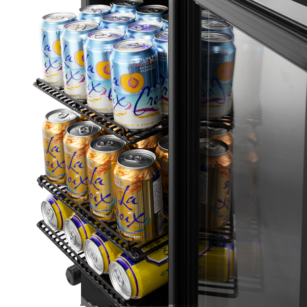 15" Single Zone Beverage Refrigerator - 130-Can Capacity, Built-In or Freestanding, with 3 Adjustable Wire Shelves.