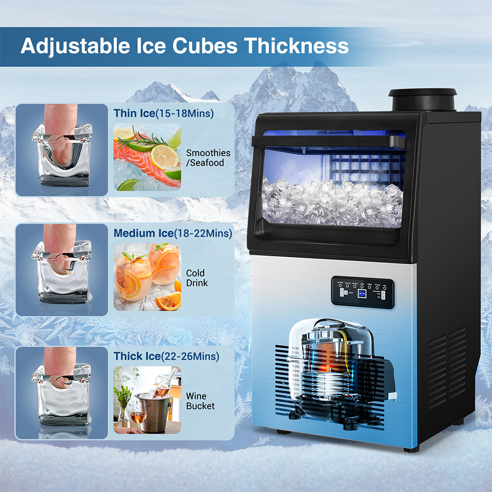 14 in. 88 lbs.Stainless Steel Freestanding Commercial Ice Maker - Tylza