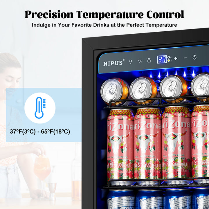 Nipus 15 inch 130 Can Beverage Fridge Freestanding/Built-in Beverage Refrigerator with French Door - Tylza