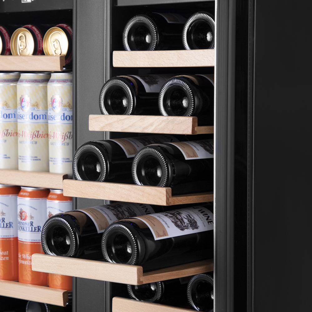 24" Dual Zone 18-Bottle & 57-Can Wine Beverage Cooler - Tylza