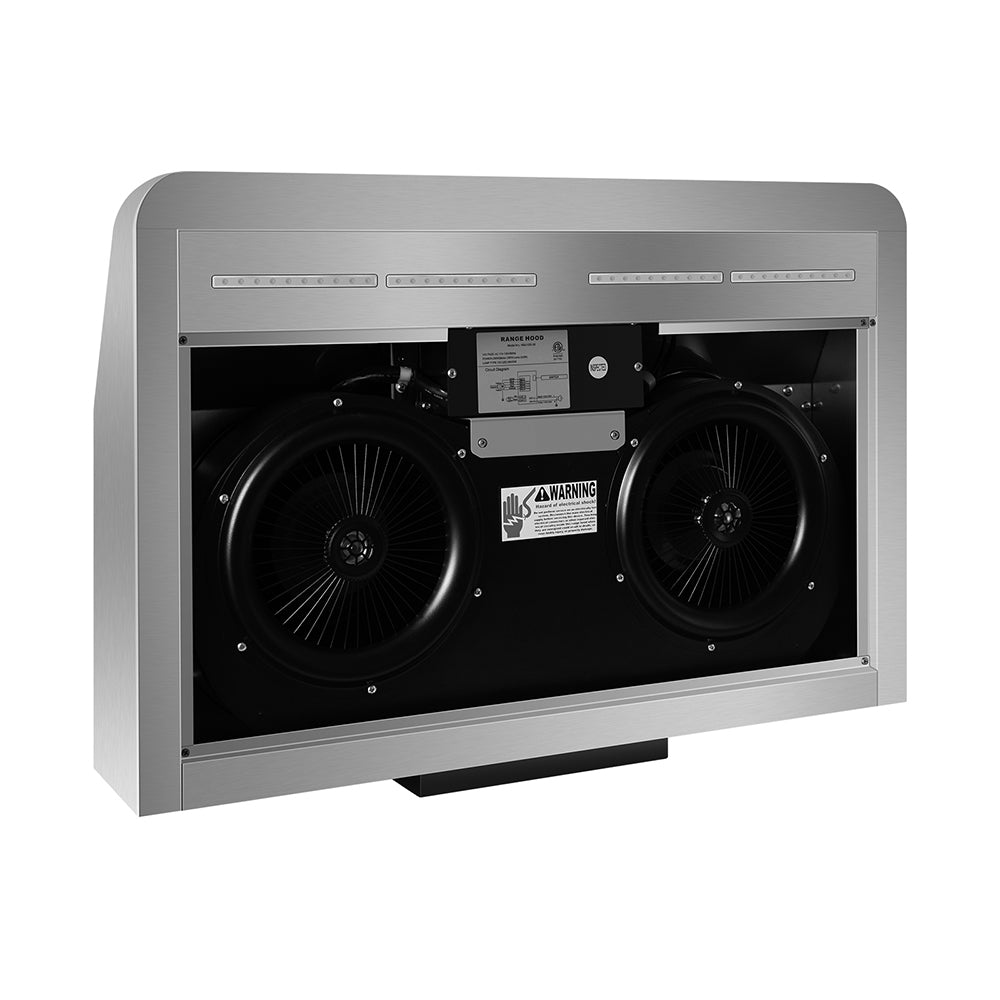 30” 900 CFM Ducted (Vented) Under Cabinet Range Hood with Gesture Sensing and Touch Controls, Silver.