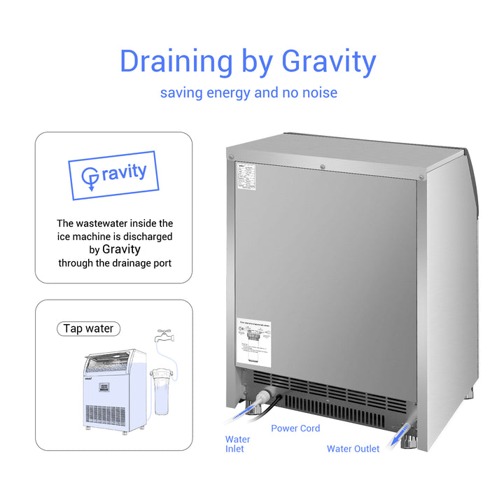 TITTLA Commercial Ice Maker,265Lbs/24H with 55lbs Ice Storage Capacity, Built-In Ice Machine, Ice Maker for Home Office Bar Restaurant - Tylza