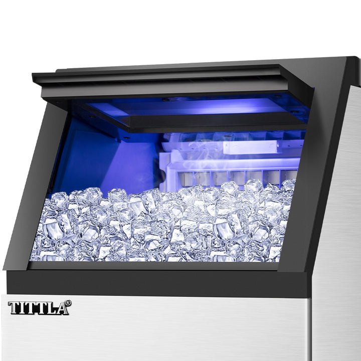 14-inch 88 lb. Water-Filter Ice Maker with Flip Top and Blue LED Lighting.
