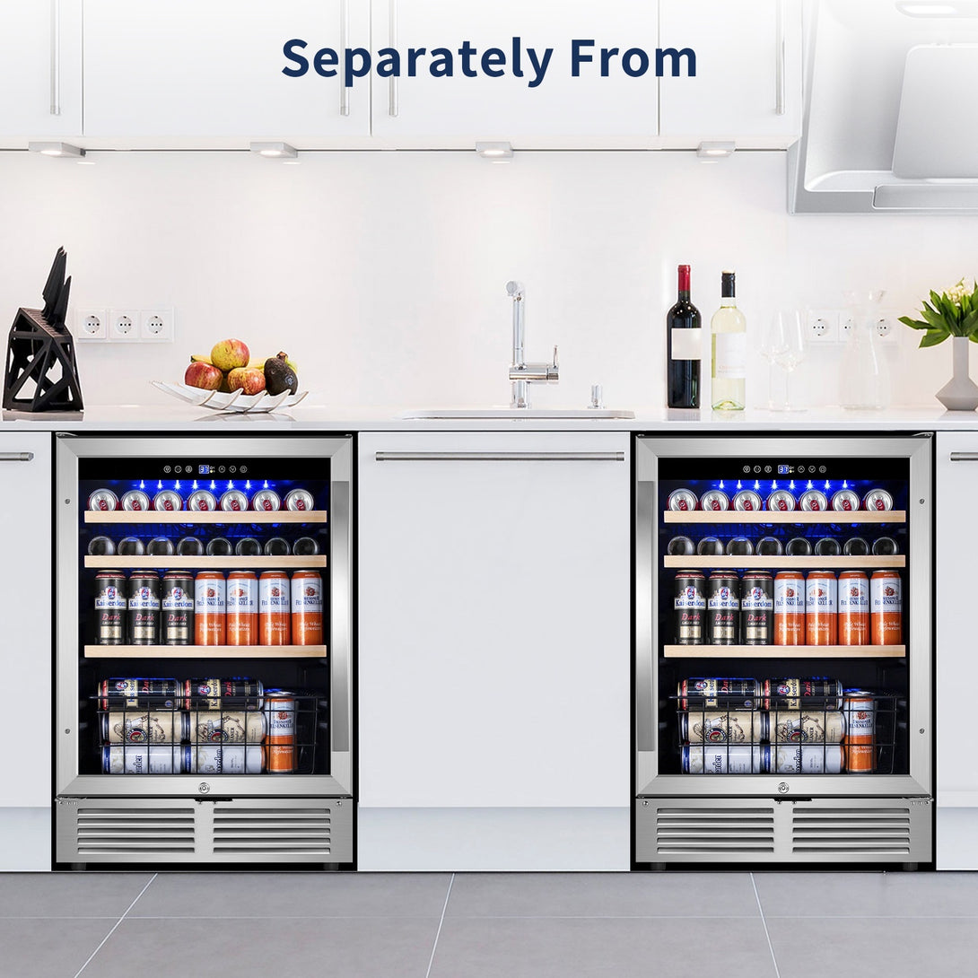 Tittla Beverage Refrigerator,300 Can 48"Beverage Fridge Freestanding/Built-in Reversible Door Hinge Beverage Cooler(2 Pcs) - Tylza