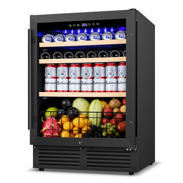 TITTLA 24 inch Beverage Refrigerator,180 Cans Under Counter Refrigerator with Glass Door for Kitchen Bar Office