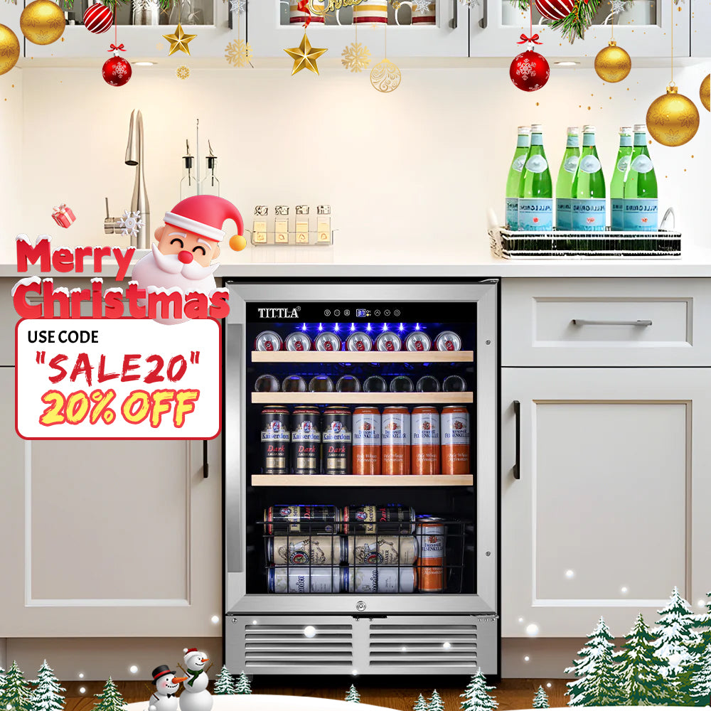 24'' Single Zone 150-Can Capacity Reversible Door Hinged Beverage Refrigerator with Bottom Basket and Stainless Steel Finish