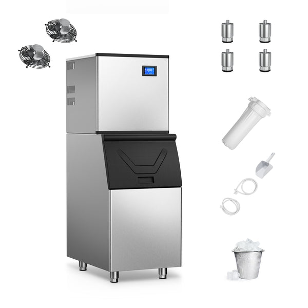 Tittla 450Lbs/24H Air Cooled Split Commercial Ice Maker Machine with 300Lbs Ice Bin in Silver Two packages 156 Ice Cubes/Cycle - Tylza