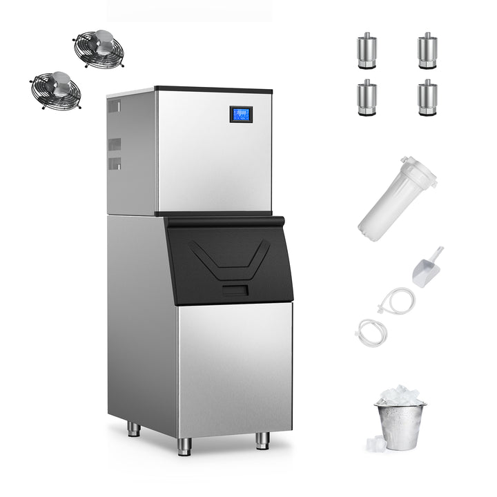 Tittla 450Lbs/24H Air Cooled Split Commercial Ice Maker Machine with 300Lbs Ice Bin in Silver Two packages 156 Ice Cubes/Cycle - Tylza