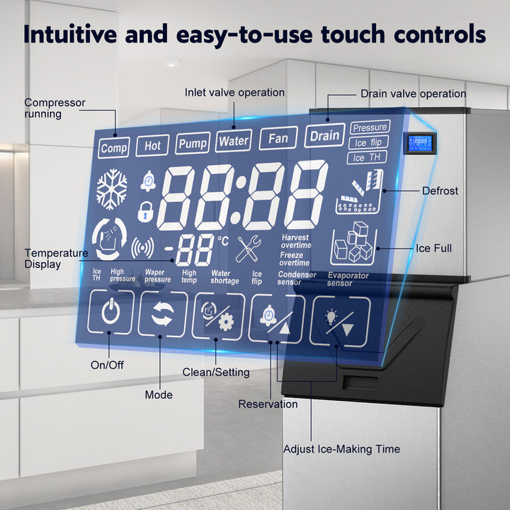 Tittla 450Lbs/24H Air Cooled Split Commercial Ice Maker Machine with 300Lbs Ice Bin in Silver Two packages 156 Ice Cubes/Cycle - Tylza