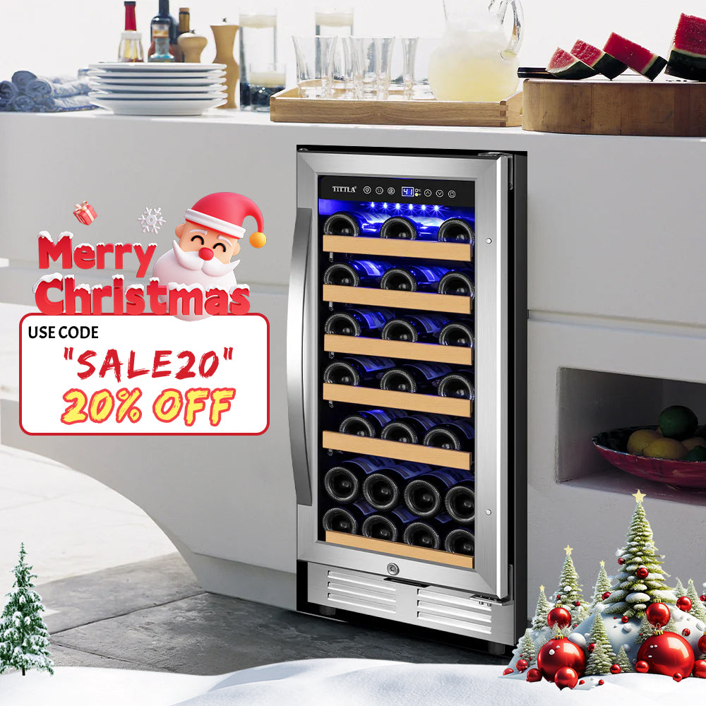 15" 30-Bottle Built-In, Single-Zone Wine Cooler with Two Handles and Reversible Hinges