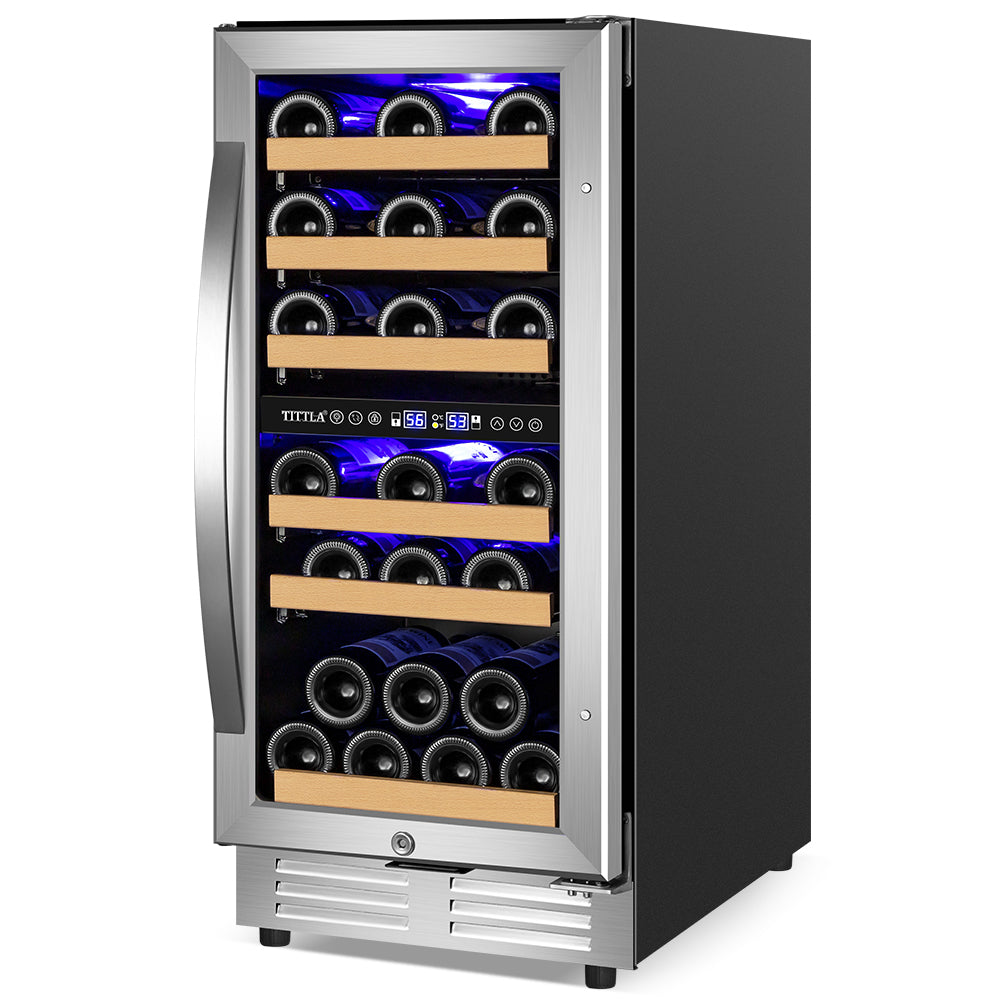 15" Dual Zone 30-Bottle Wine Cooler - Tylza