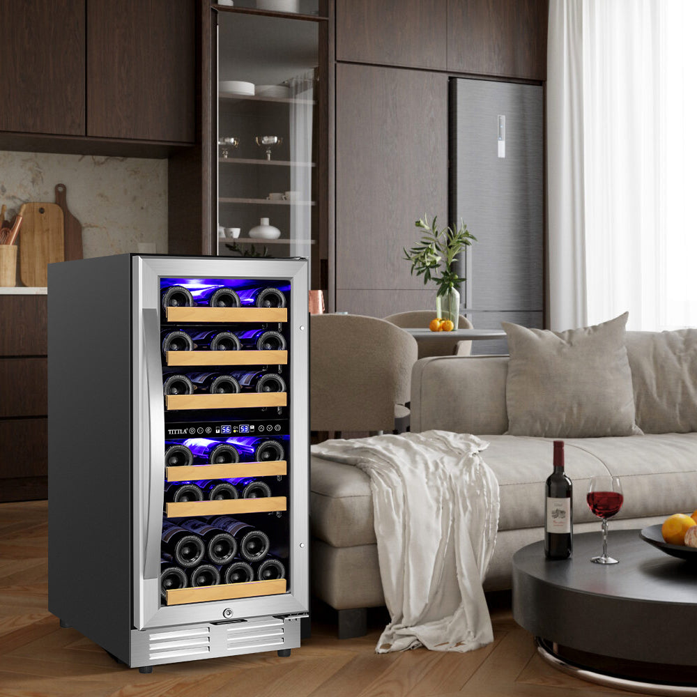 15" Dual Zone 30-Bottle Wine Cooler - Tylza