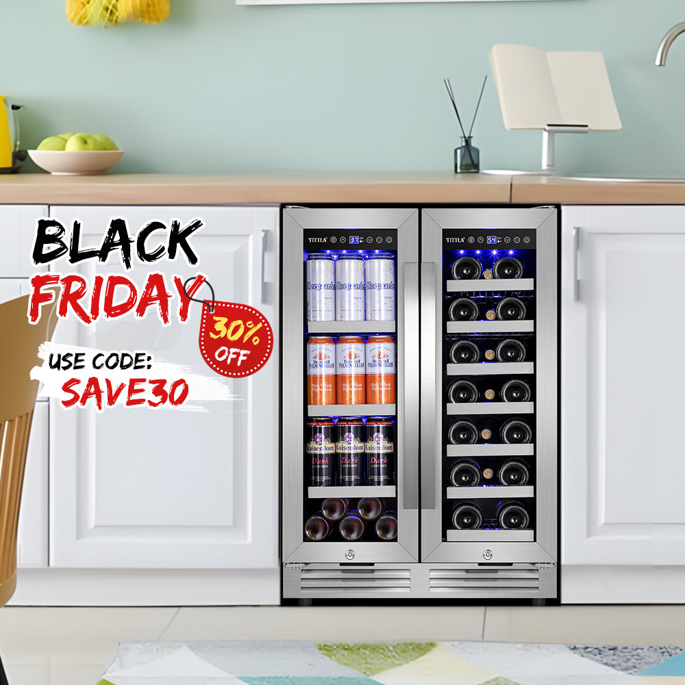 24'' Silver Dual Zone 20-Bottle Capacity and 60-Can Capacity Built-In Wine and Beverage Refrigerator