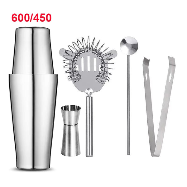 Free Mixer 5 Piece Set, Stainless Steel Bartender's Glasses Cocktail Mixing Set