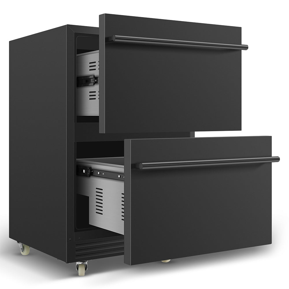 24" Two-Drawer 133-Can Beverage Refrigerator Black - Tylza