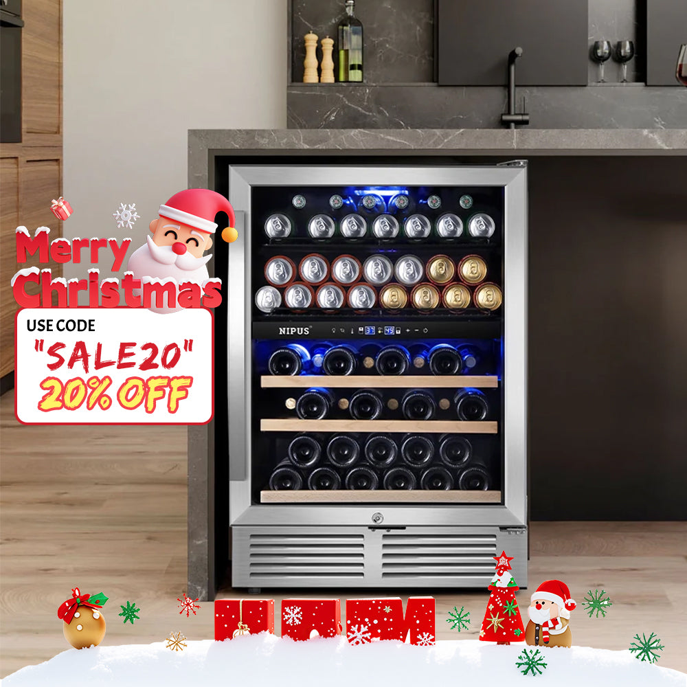 24" 94-Can Capacity and 27-Bottle Capacity Dual Zone Built-In or Freestanding Wine and Beverage Refrigerator