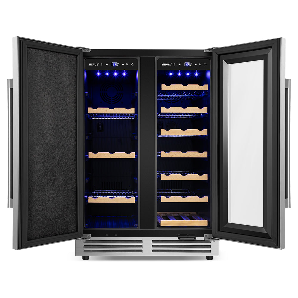 24" Dual Zone 20-Bottle & 57-Can Wine Beverage Cooler - Tylza