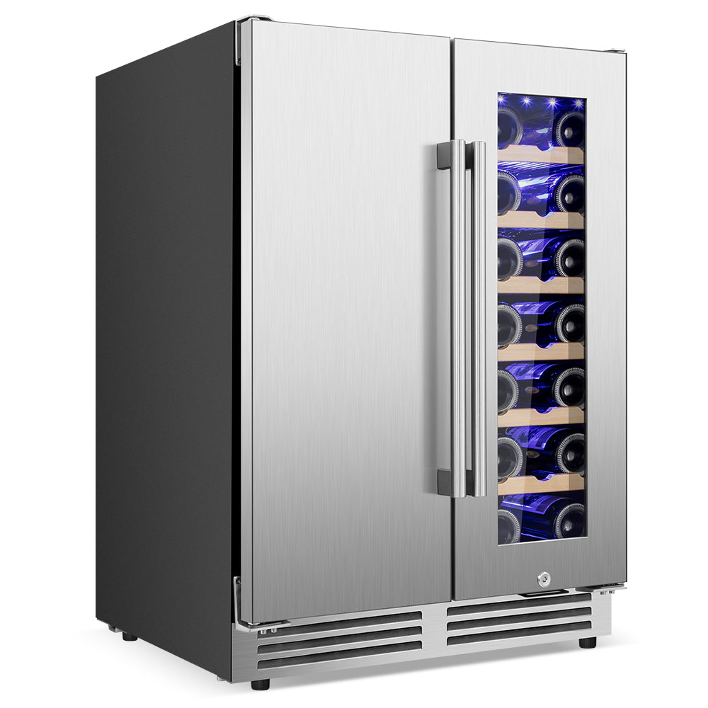 24" Dual Zone 20-Bottle & 57-Can Wine Beverage Cooler - Tylza