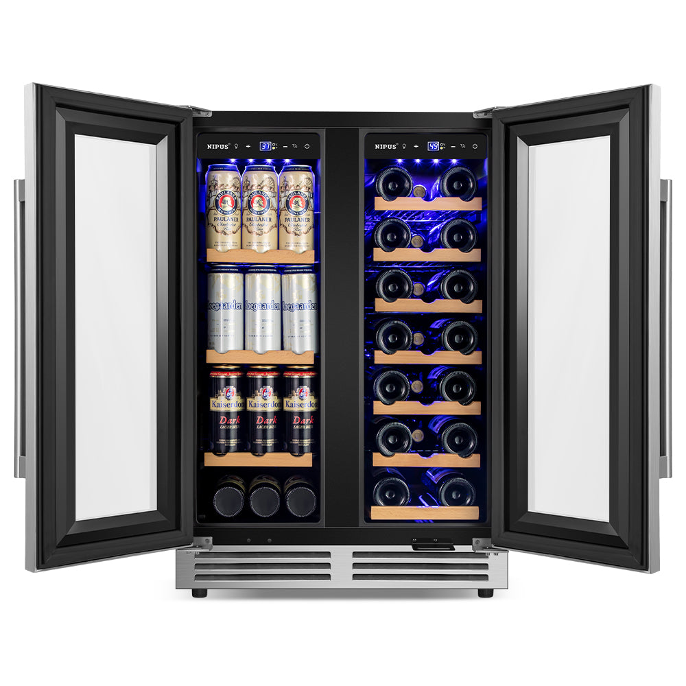24'' Wide Side Silver 20 Bottle & 57 Can Dual Zone Built-in/Freestanding Wine & Beverage Refrigerator