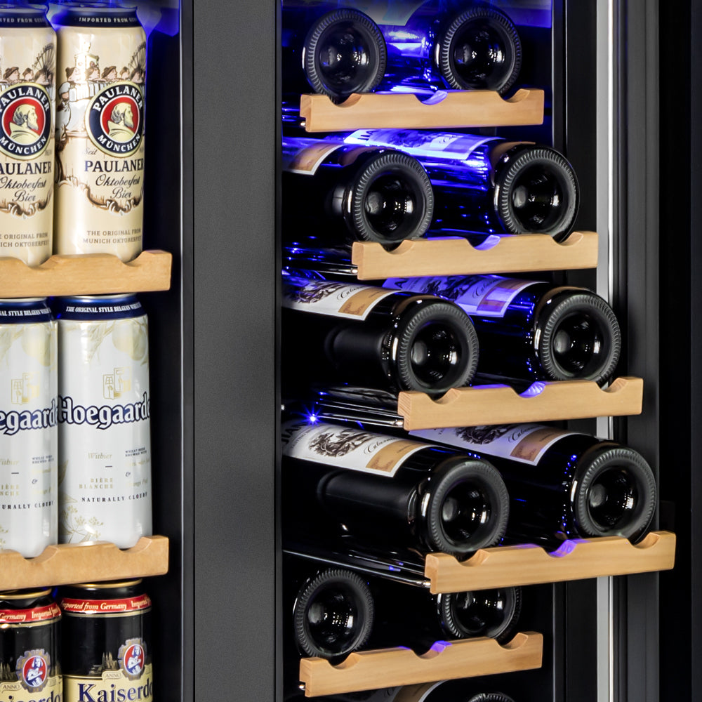 24'' Wide Side Silver 20 Bottle & 57 Can Dual Zone Built-in/Freestanding Wine & Beverage Refrigerator