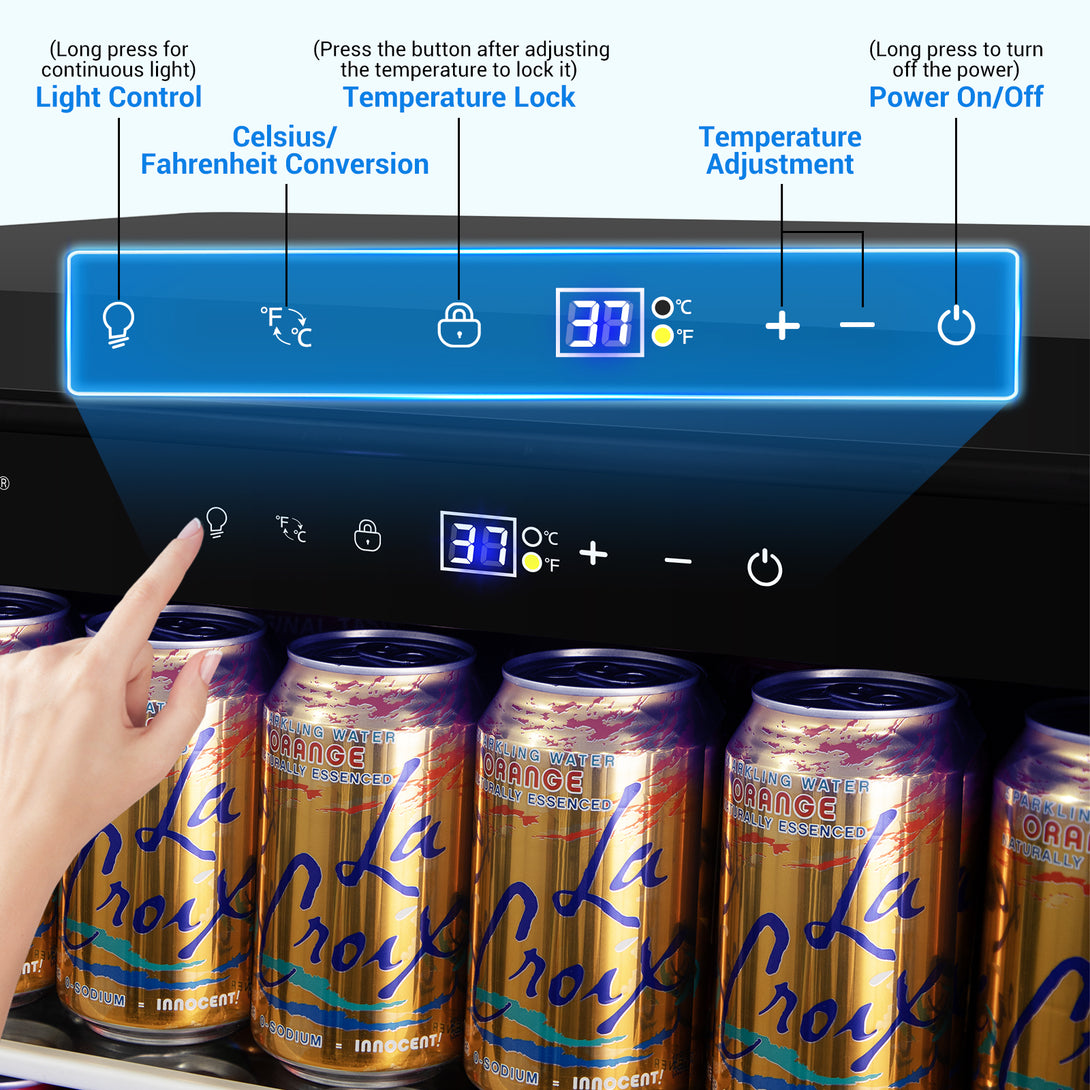 Nipus 24 Inch Beverage Refrigerator Cooler,190 Cans,Built-In Freestanding Under Counter Soda Beer Cooler with Glass Door,For Home Kitchen Bar Office - Tylza