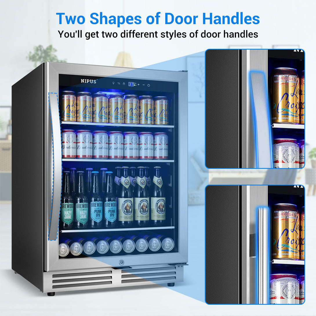 Nipus 24 Inch Beverage Refrigerator Cooler,190 Cans,Built-In Freestanding Under Counter Soda Beer Cooler with Glass Door,For Home Kitchen Bar Office - Tylza