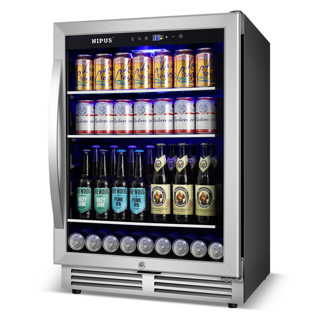 Nipus 24 Inch Beverage Refrigerator Cooler,190 Cans,Built-In Freestanding Under Counter Soda Beer Cooler with Glass Door,For Home Kitchen Bar Office - Tylza