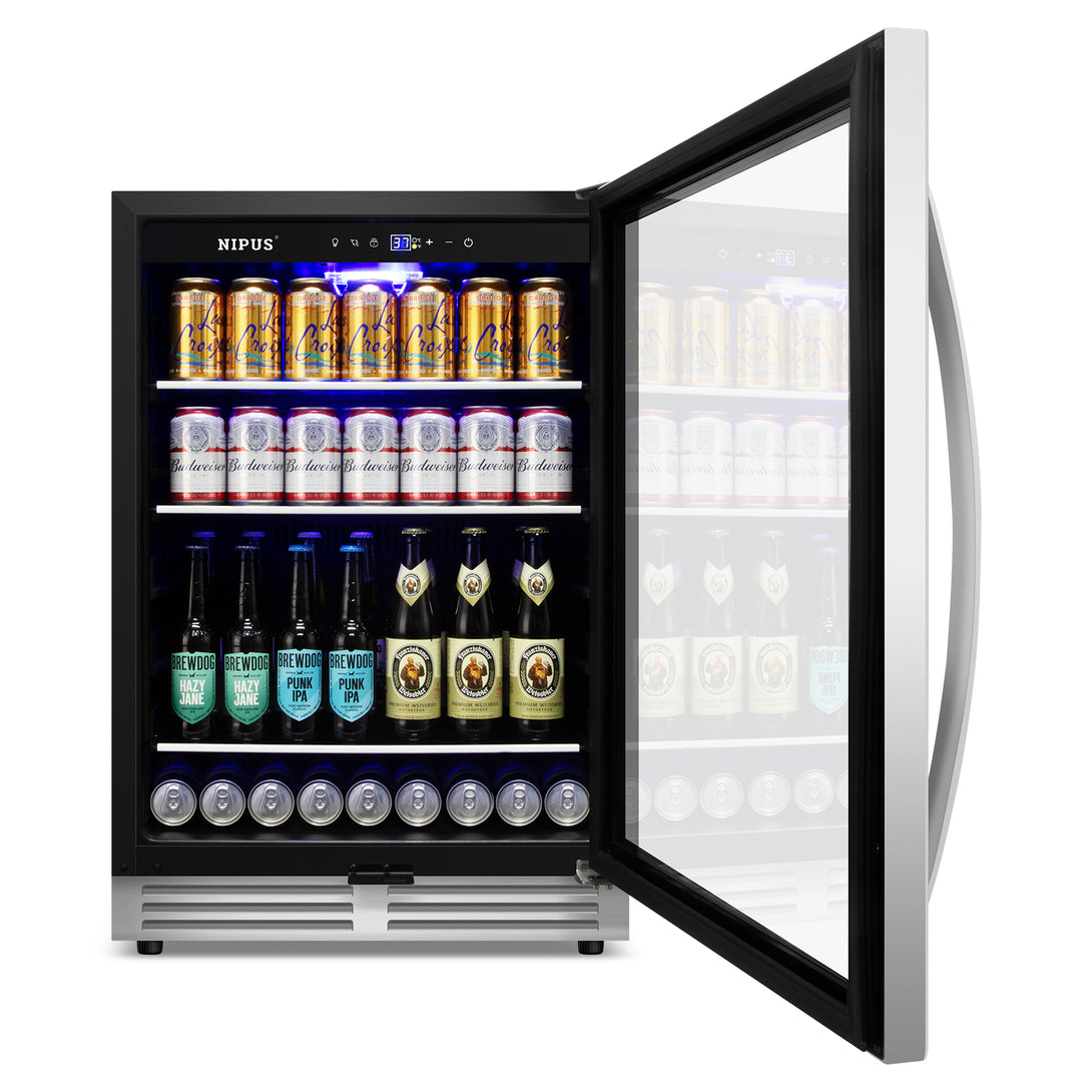 Nipus 24 Inch Beverage Refrigerator Cooler,190 Cans,Built-In Freestanding Under Counter Soda Beer Cooler with Glass Door,For Home Kitchen Bar Office - Tylza