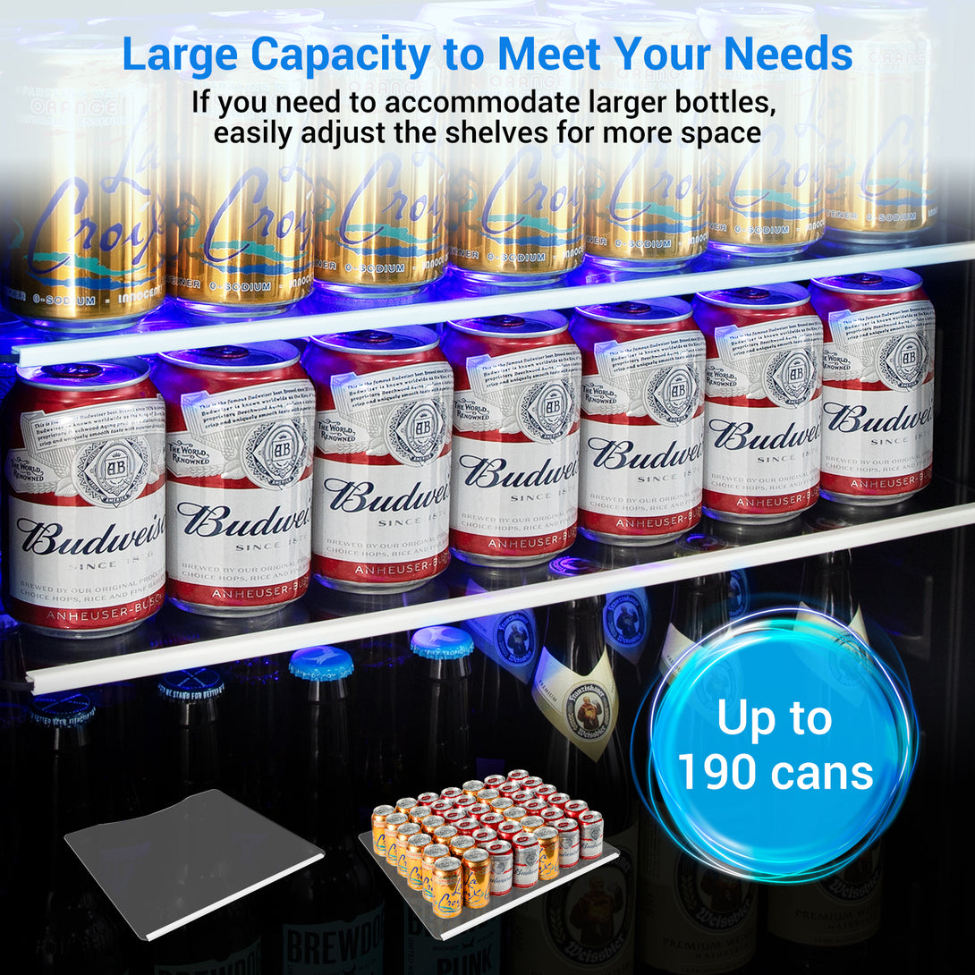 Nipus 24 Inch Beverage Refrigerator Cooler,190 Cans,Built-In Freestanding Under Counter Soda Beer Cooler with Glass Door,For Home Kitchen Bar Office - Tylza