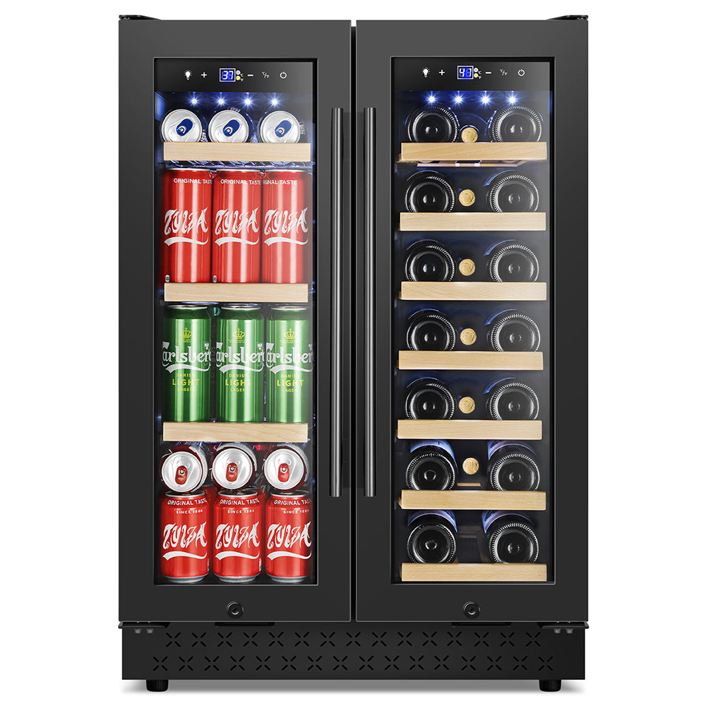 24” Black Built in Beverage and Wine Cooler