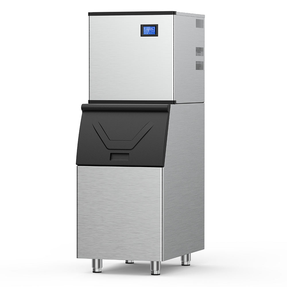 22.3 in. 450 lbs. /24 Hours Split Commercial Ice Maker 300 lbs. Storage Bin in Silver Two packages 156 Ice Cubes/Cycle - Tylza