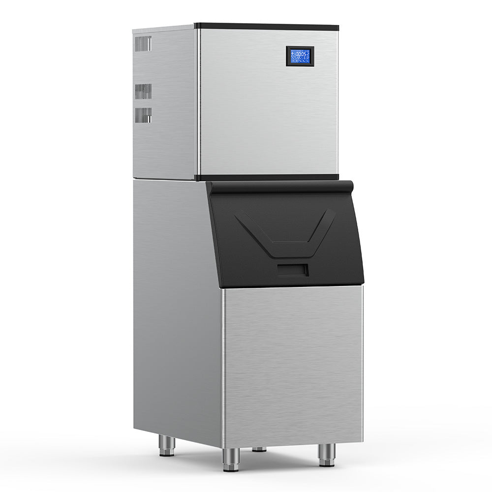 22.3 in. 450 lbs. /24 Hours Split Commercial Ice Maker 300 lbs. Storage Bin in Silver Two packages 156 Ice Cubes/Cycle - Tylza