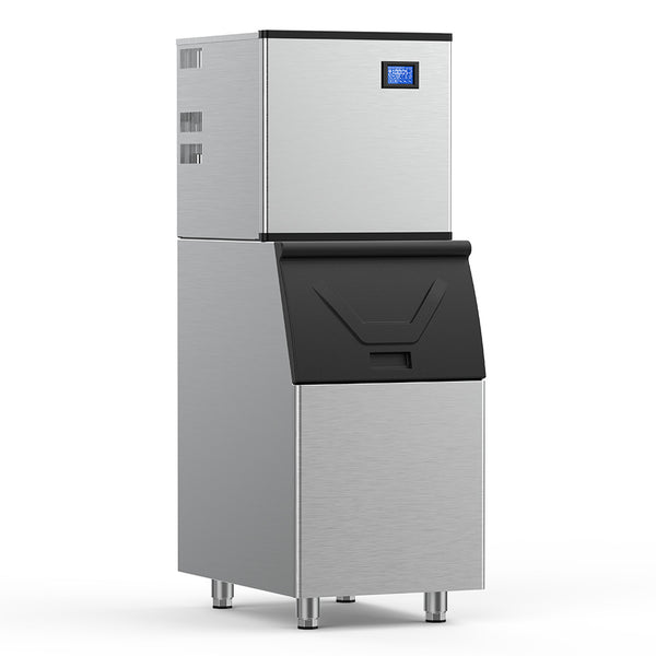 22.3 in. 450 lbs. /24 Hours Split Commercial Ice Maker 300 lbs. Storage Bin in Silver Two packages 156 Ice Cubes/Cycle - Tylza
