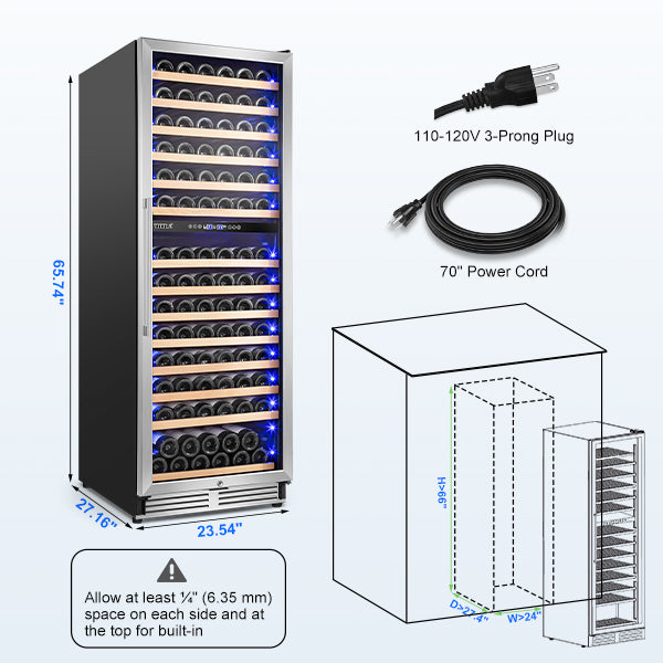 Dual Zone Wine Cooler | 154-Bottle | Tylza