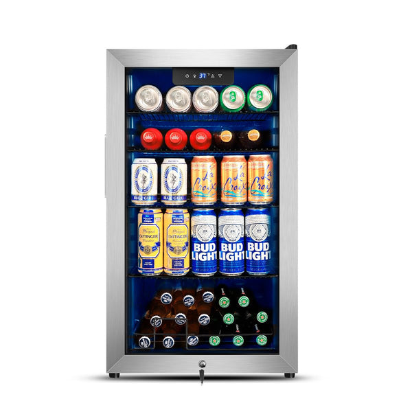 17.51 in. Single Zone Freestanding 126-Cans Stainless Steel Beverage Cooler in Silver