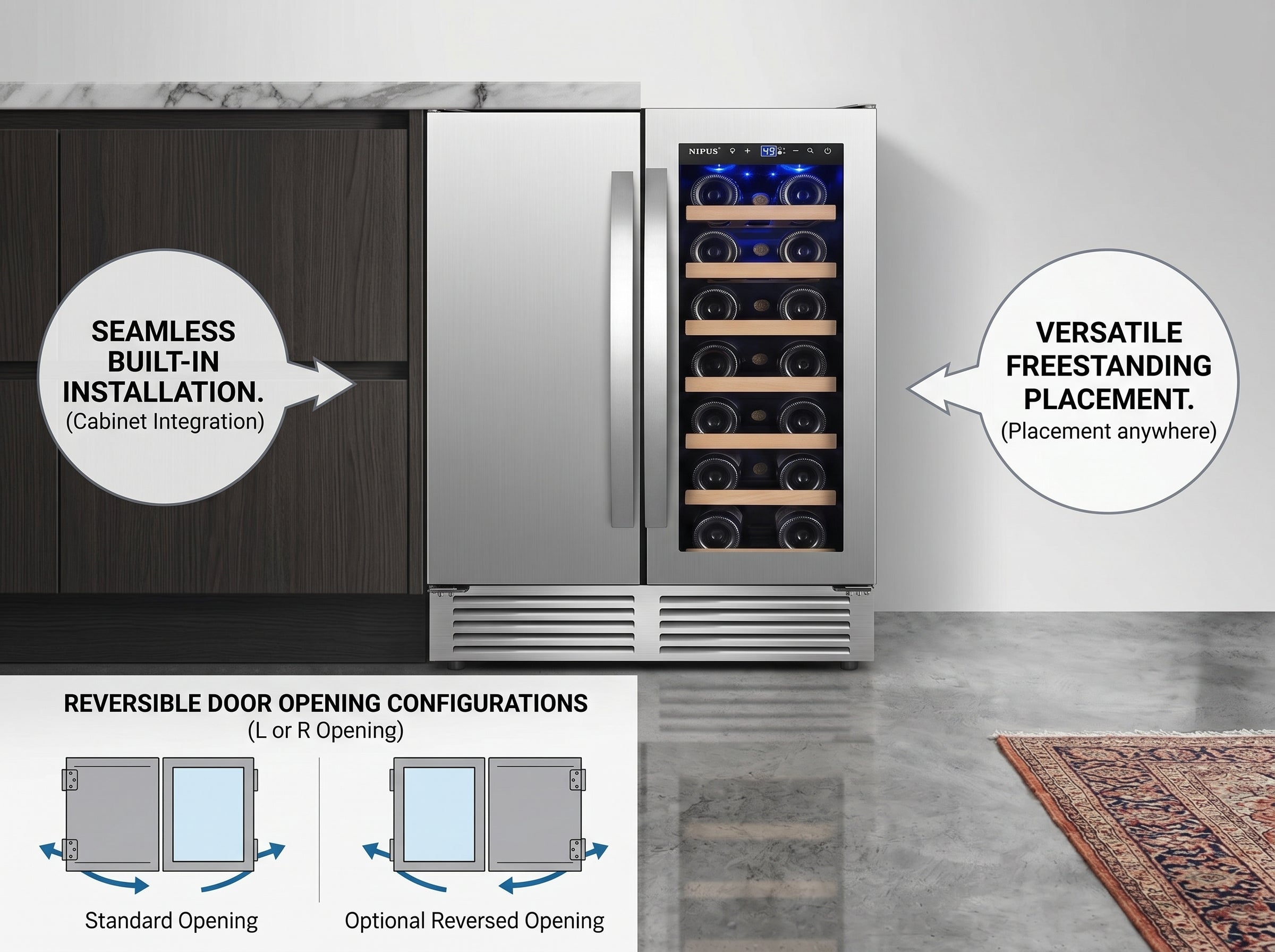 Dual Zone Wine Cooler | Built-in | Tylza