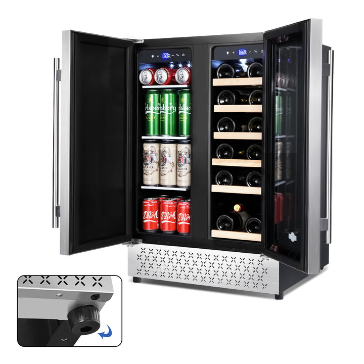 Tylza 24 Inch Wine Cooler or Beverage Fridge With 360° Adjustable Feet.