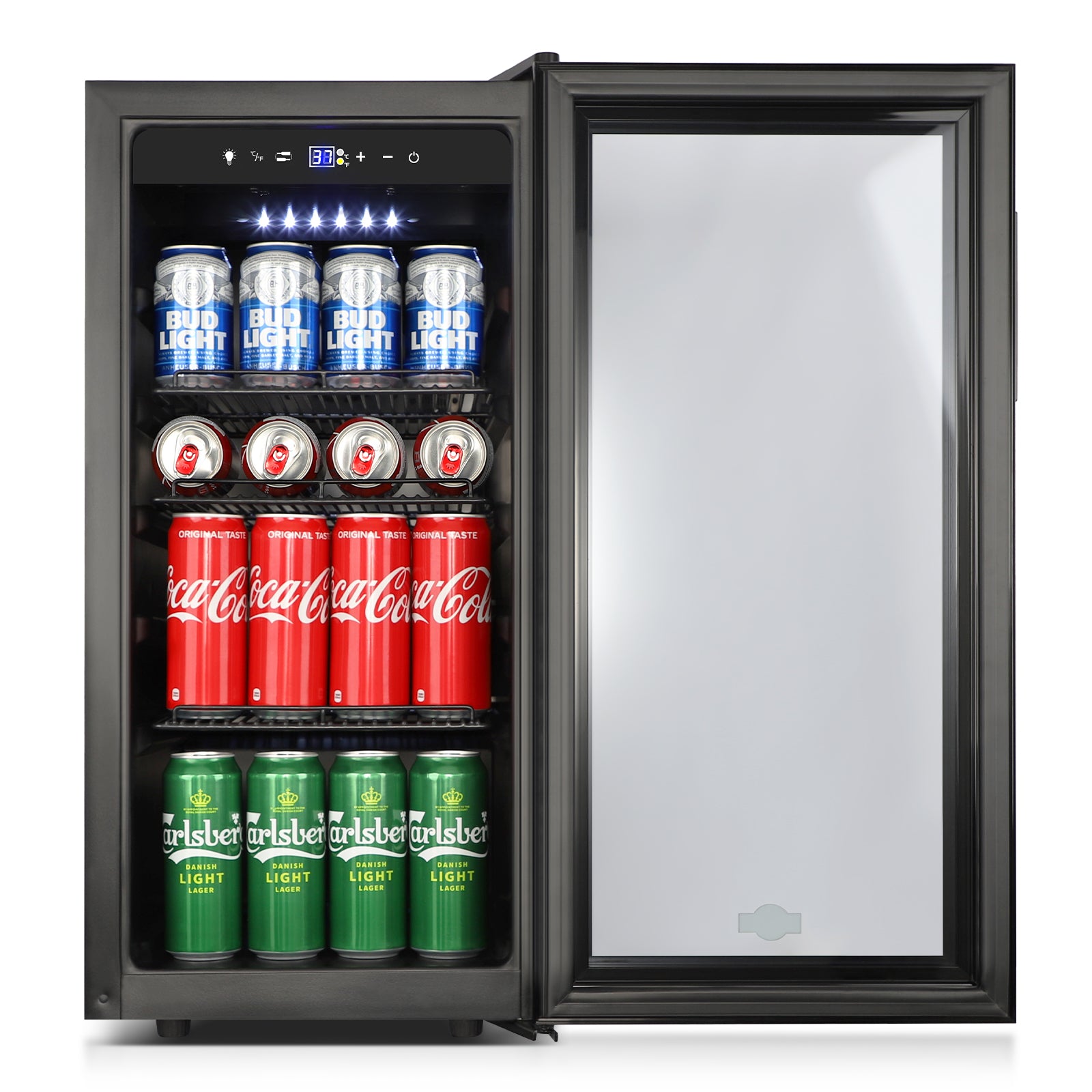 15" Classic Black Freestanding 130 Can Beverage Cooler