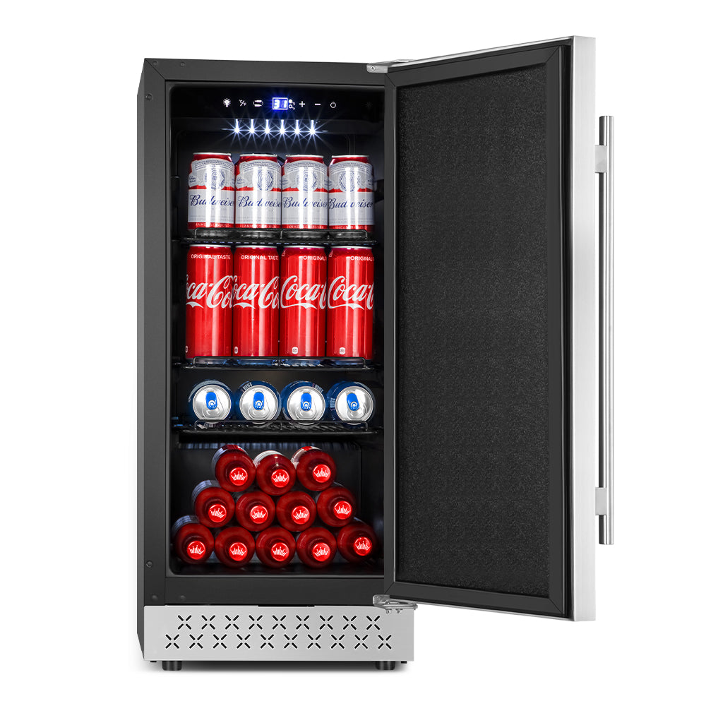 15" Built-in 130 Can Stainless Steel Door Beverage Fridge