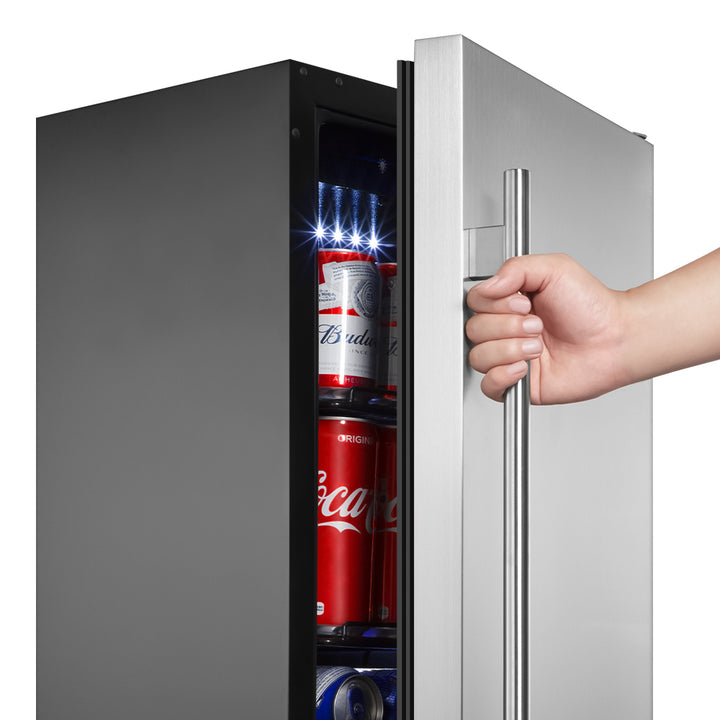 15" Built-in 130 Can Stainless Steel Door Beverage Fridge