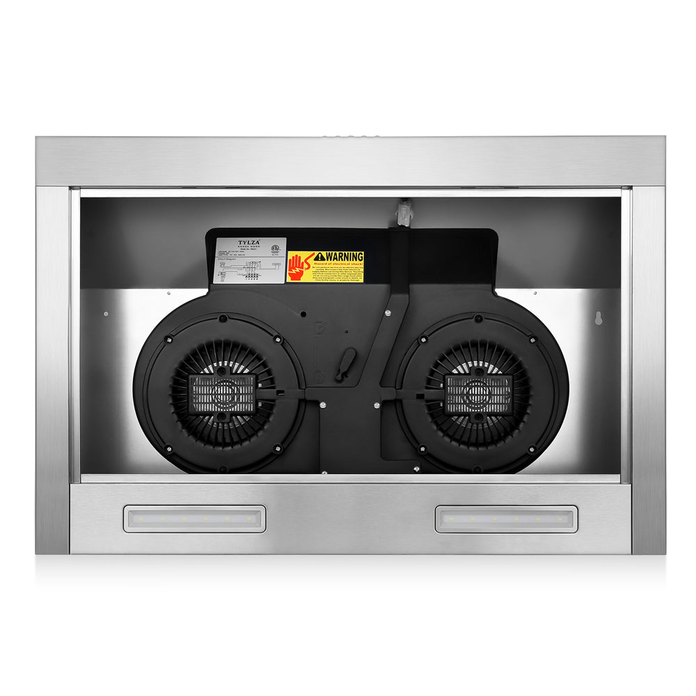 Tylza 30" 600 CFM Under Cabinet Range Hoods with Stainless Steel